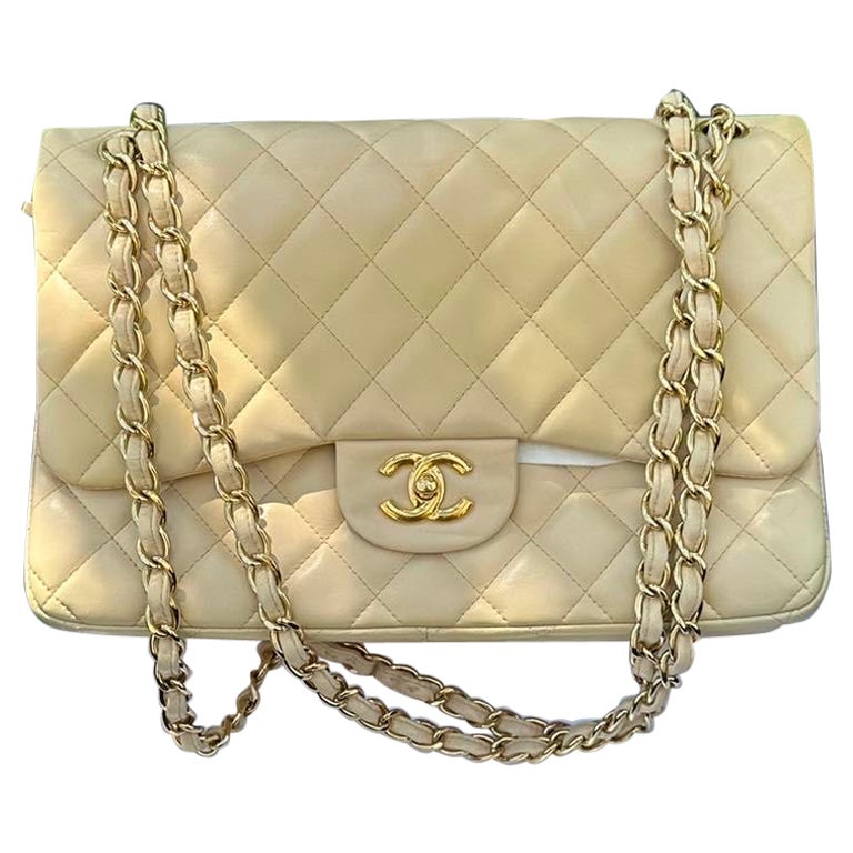 Chanel Beige Jumbo - 29 For Sale on 1stDibs  chanel jumbo beige caviar  with gold hardware, chanel jumbo beige clair, beige chanel jumbo