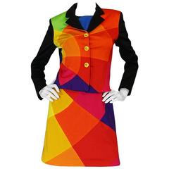 1980s Moschino Cheap & Chic Rainbow Colored Dress & Jacket 10