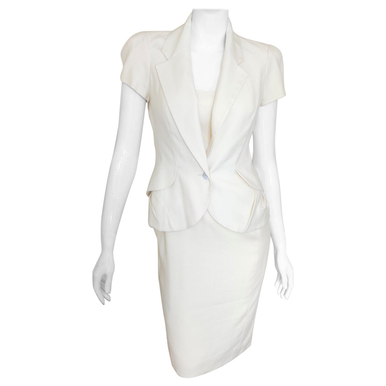 Early John Galliano S/S 1999 Runway Vintage Ivory Ensemble Dress Costume Suit For Sale