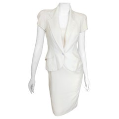 Early John Galliano S/S 1999 Runway Retro Ivory Ensemble Dress Costume Suit