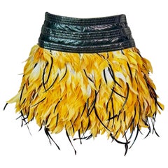Vintage Roberto Cavalli Just Cavalli Feather Yellow Mini Skirt