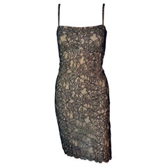 Gianni Versace Istante by Versace c. 1998 Mini abito in pizzo trasparente
