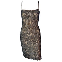 Gianni Versace Istante c. 1998 Sheer Lace Mini Dress