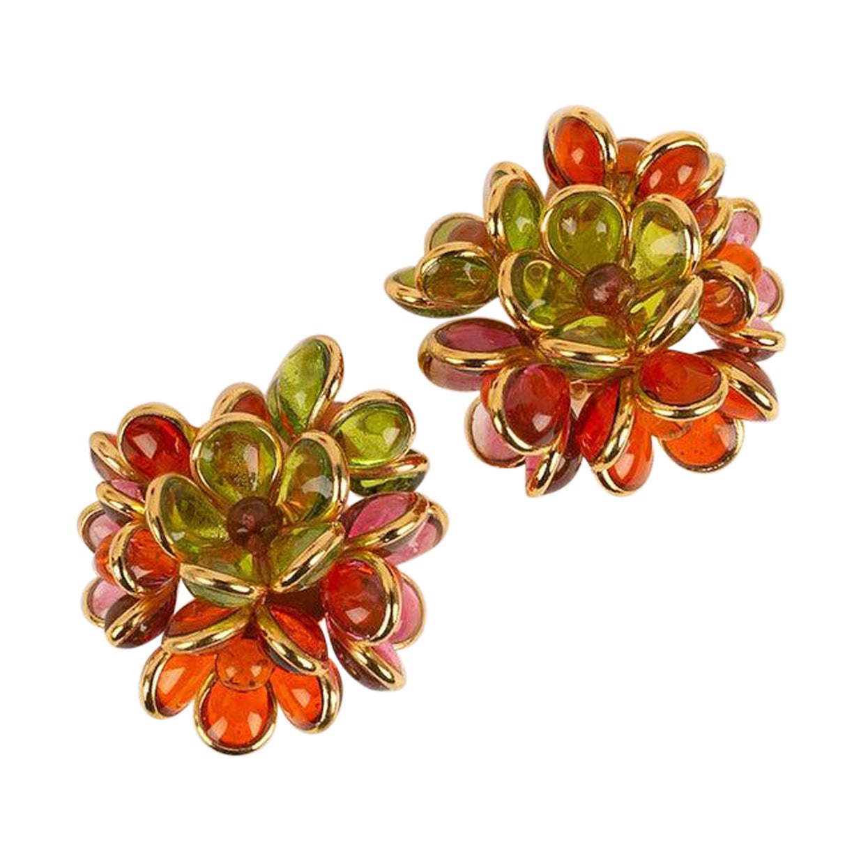 Boucles d'oreilles Augustine en métal plaqué or et pâte de verre