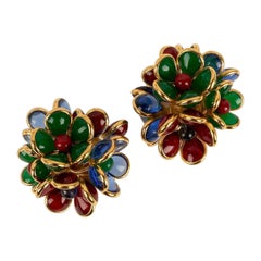 Augustine Gold-Plated Metal and Glass Paste Clip Earrings