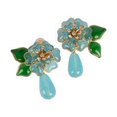 Augustine Gold Plated Metal and Glass Paste Clip Earrings