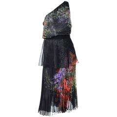 Judy Hornby Couture 2 Pc Vintage Dress Skirt & Peplum Blouse in Floral Chiffon 3