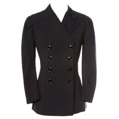 Yohji Yamamoto Pin Stripe Double Breasted Blazer Jacket XS