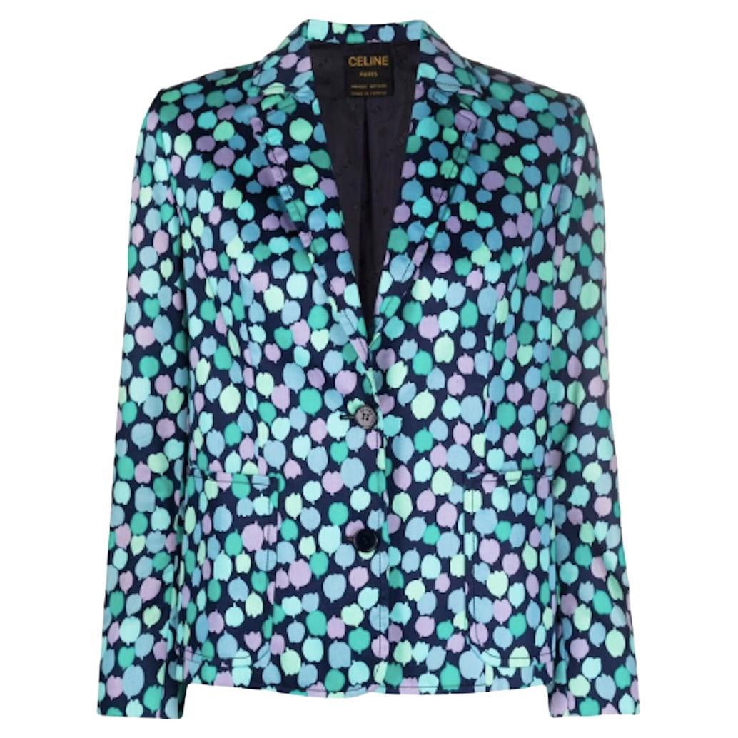 Celine Printed Cotton Blazer Jacket For Sale