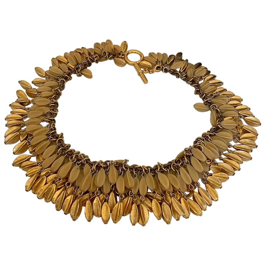 Vintage CHANEL 80's Haute Couture Gold Tassel Necklace For Sale