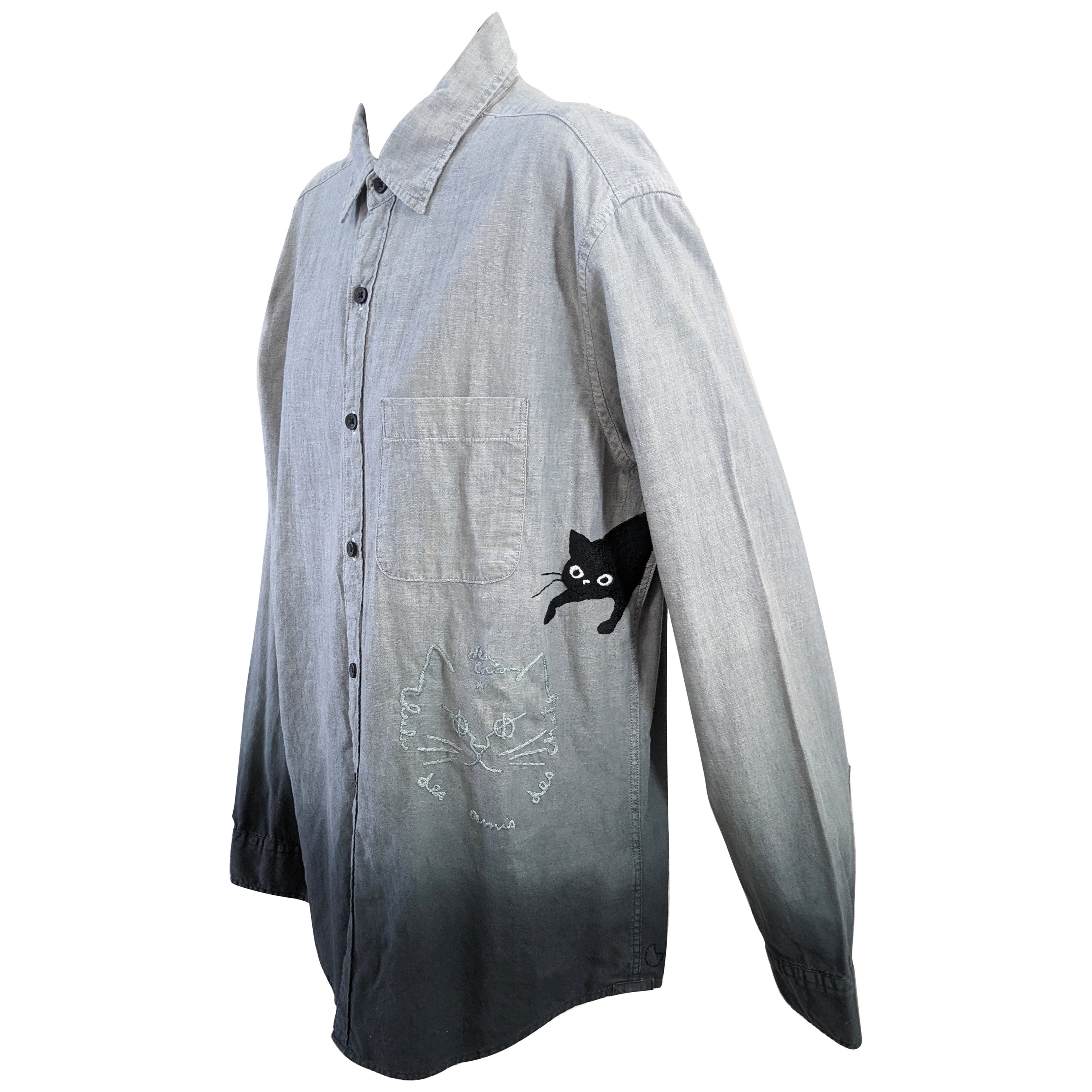 Upcycled Ombre Shirt, Cocteau and Picasso Cats, Studio VL For Sale