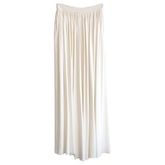 Chanel Cruise 2018 Greece Ivory White Gold Pleated Palazzo 18C Wide Leg Pants