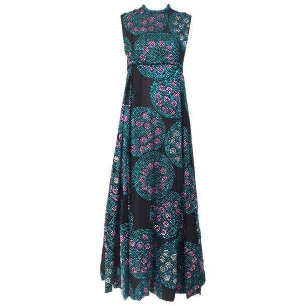 1970s CARDINALI Green and pink circle sequin gown For Sale at 1stDibs ...