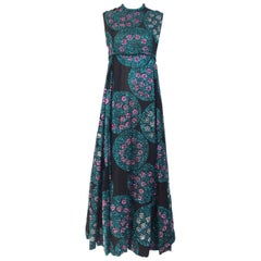 CARDINALI anni '70 Abito di paillettes a cerchio verde e rosa