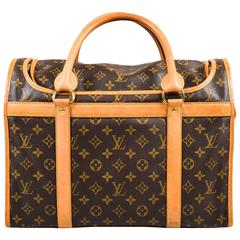 Louis Vuitton Brown Tan Coated Canvas Leather Mnonogram "Dog Carrier 40" Bag