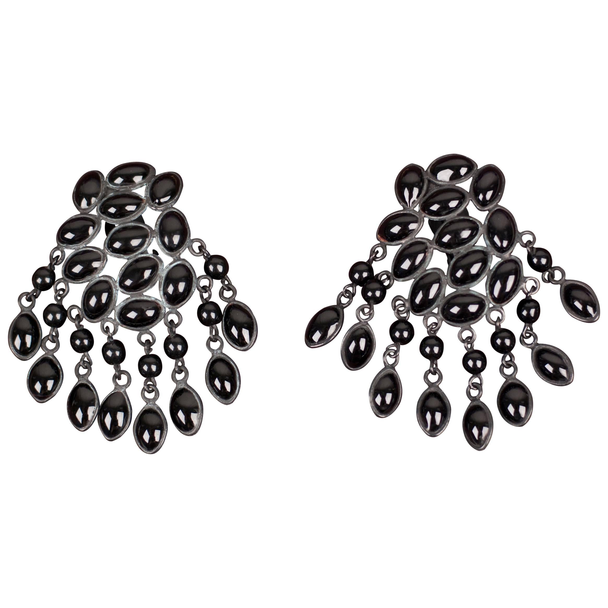 Tom Ford black pate de verre bouquet earrings