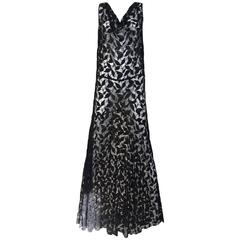 1930s Black Lace Vintage Gown 12