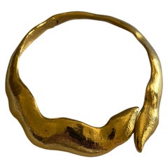 Vintage Yves Saint Laurent YSL Architektonische vergoldete Choker-Halskette 
