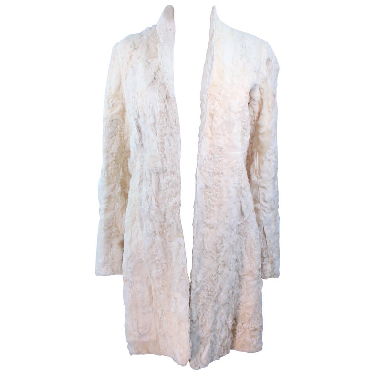 NORMA KAMALI OMO Off White Lamb Fur Coat Size 4 6 For Sale