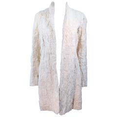 NORMA KAMALI OMO Off White Lamb Fur Coat Size 4 6 1