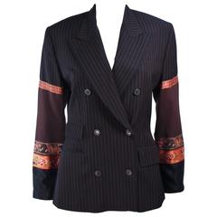 JEAN PAUL GAULTIER FEMME Pinstripe Jacket with Silk Applique Size 44