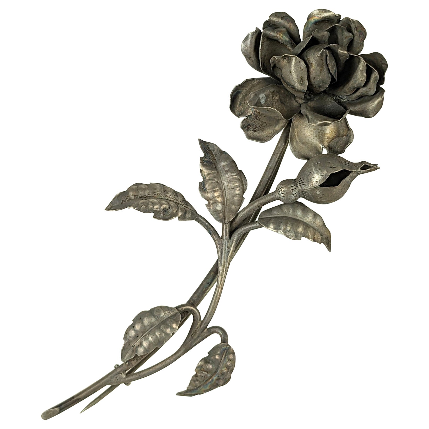 Massive 19th Century Silver Rose For Sale