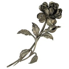 Antique Massive 19th Century Silver Rose