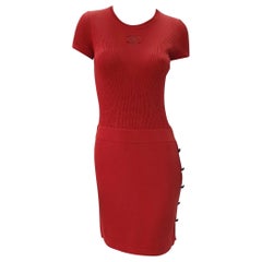 CHANEL Red Short Sleeve Dress