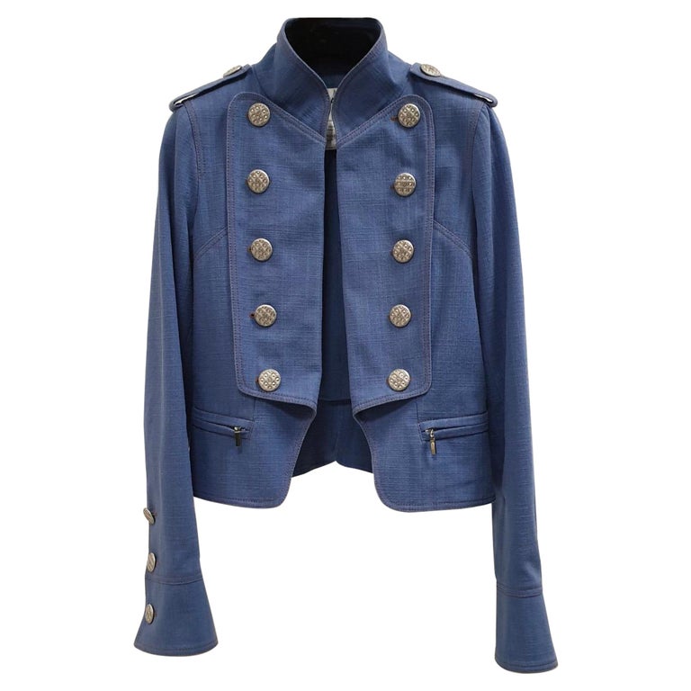 CHANEL Paris-Versailles Blue Jacket For Sale at 1stDibs