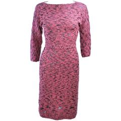 SYDNEY'S BEVERLY HILLS 1960's Pink & Black Stretch Knit Cocktail Dress Size 2 4 10