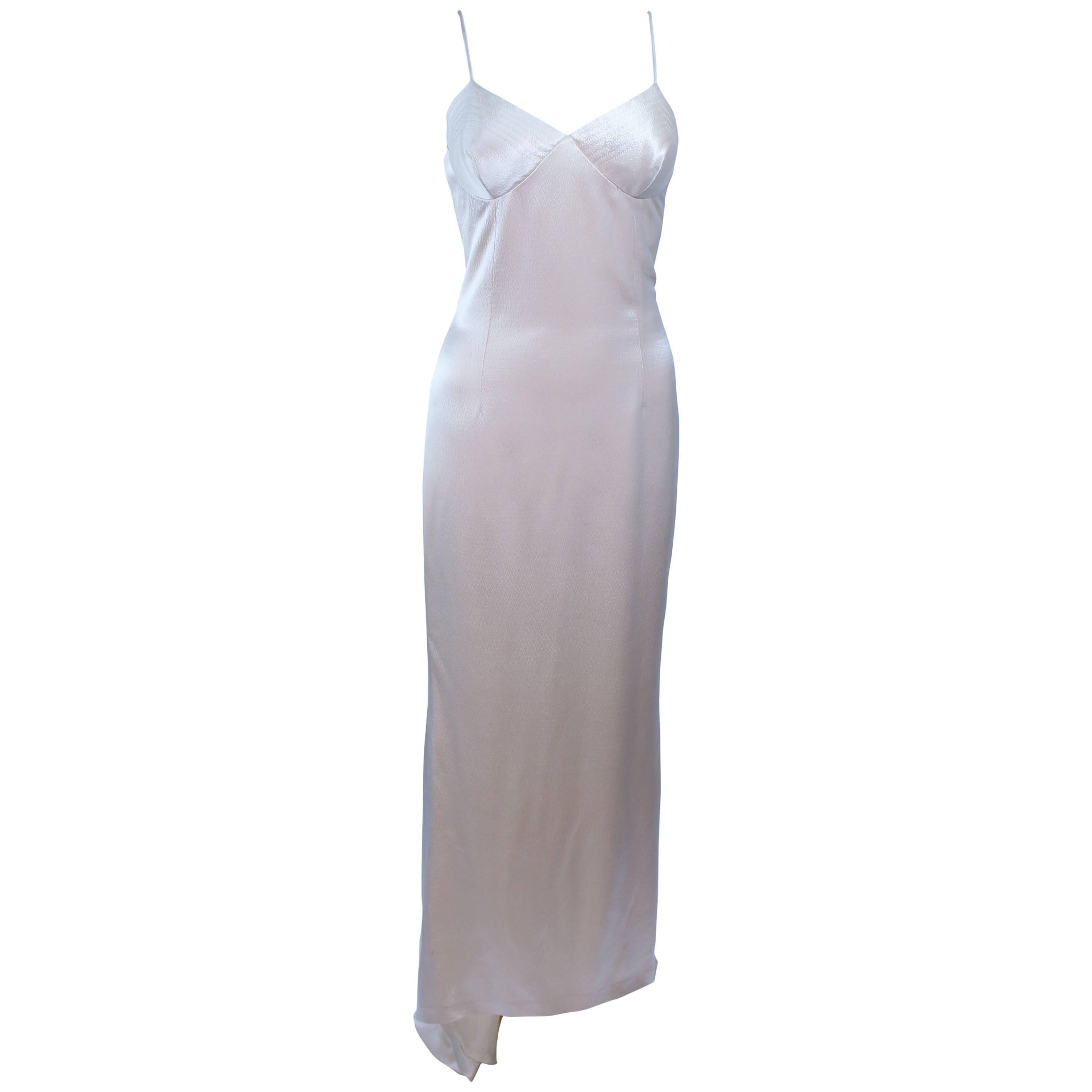 FRED HAYMAN Off White Wool & Silk Top Stitch Gown Size 6 8 For Sale