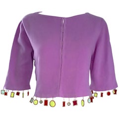 Mathew Williamson Whimsical Lilac Purple Cashmere 3/4 Sleeve Cropped Cardigan 