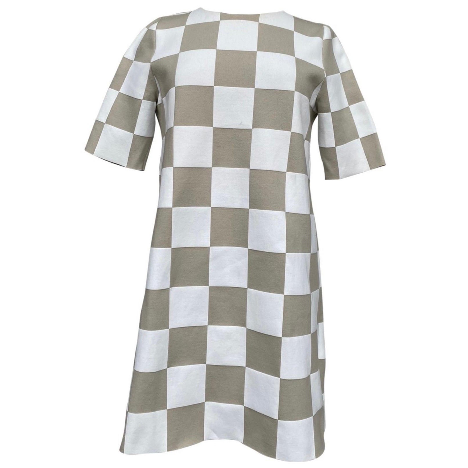 Louis Vuitton SS13 midi beige check dress 