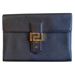 Versace black leather clutch