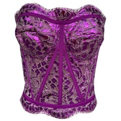 Dolce & Gabbana pink metallic lace Bustier