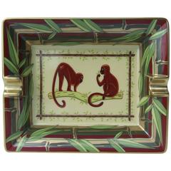 Hermes Printed Porcelain Cigar Ashtray Change Tray Monkeys