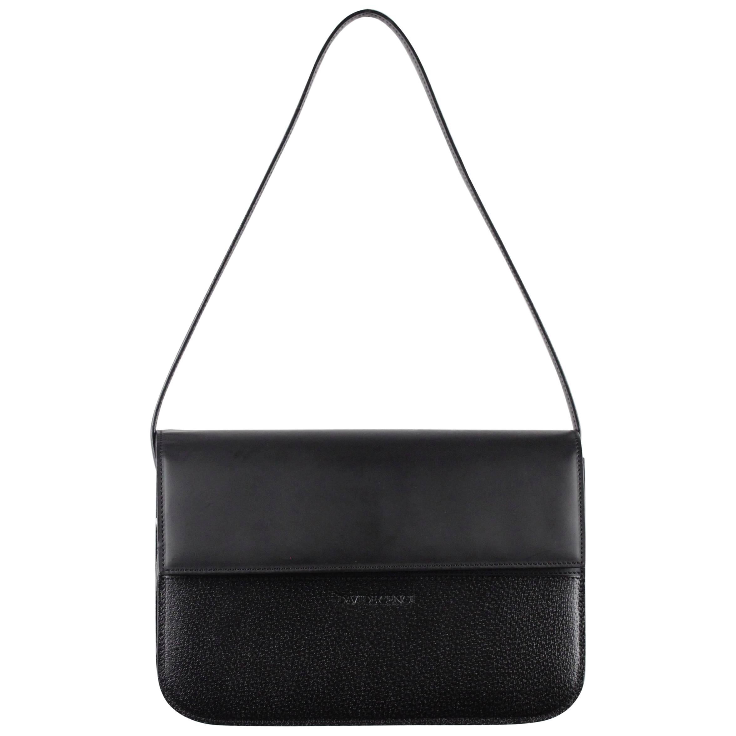 DAVIDE CENCI Black Leather Structured SHOULDER BAG Handbag