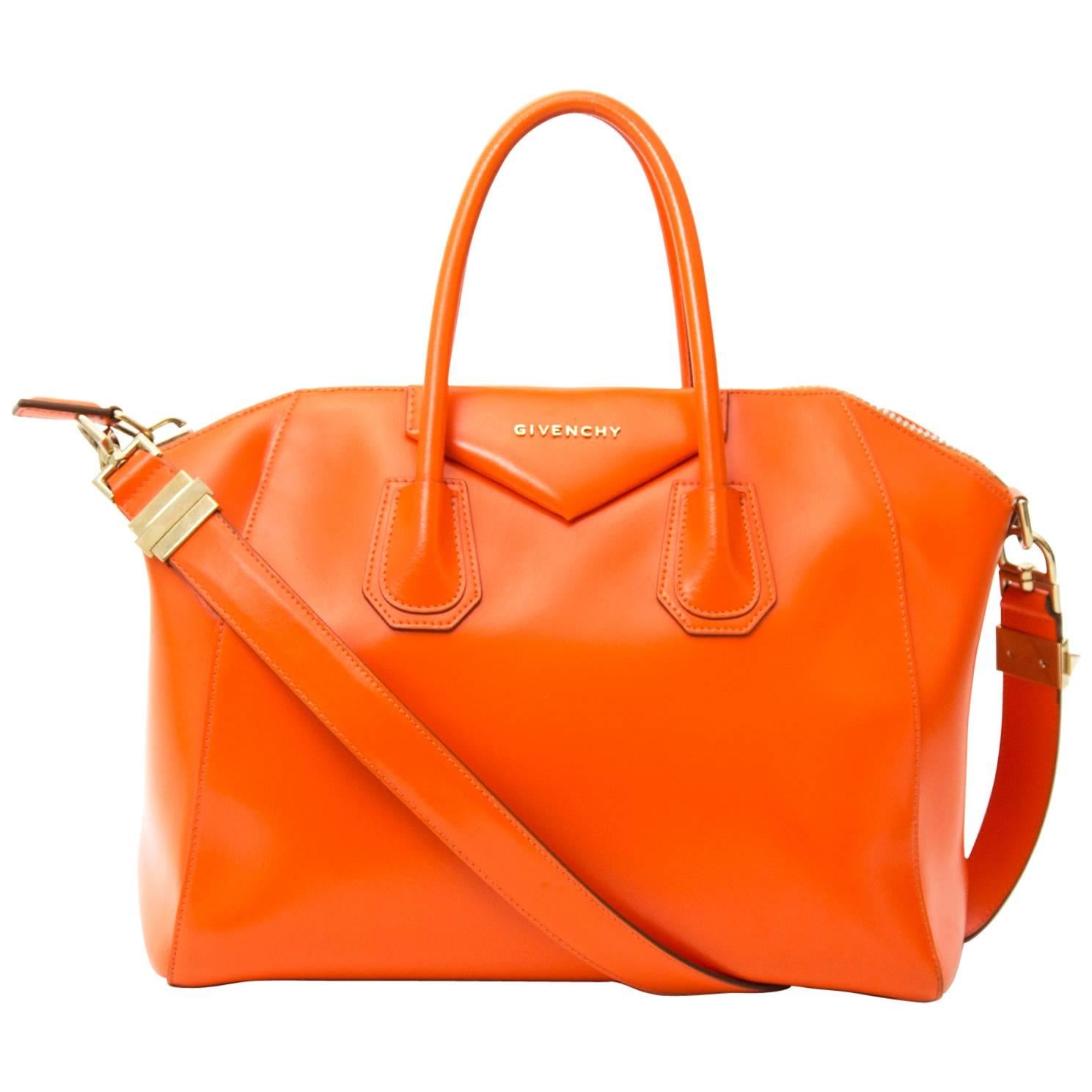 Givenchy Medium Antigona Orange Leather Bag at 1stDibs