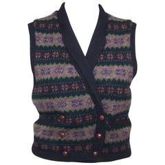 Retro 1970's Ralph Lauren Fair Isle Sweater Waistcoat Vest