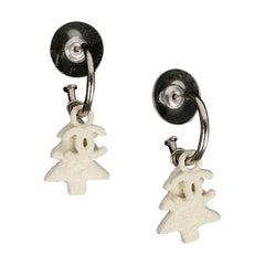 Chanel "Snow" Earrings in Silver Metal Figuring a White Tree