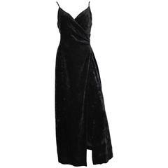 Vintage Giorgio Armani Black Velvet Evening Dress Size 4. 