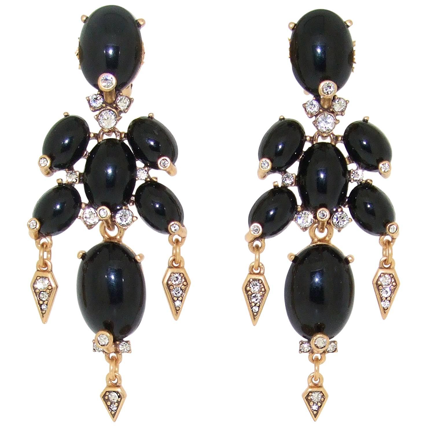 Black Chandelier Earrings by Oscar De La Renta For Sale