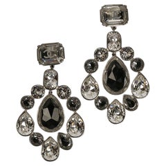 Chanel Silver Metal and Rhinestone Clip Earrings, 2018
