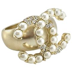 Chanel Pearls and Rhinestones 'CC' Logo Ring - 2015