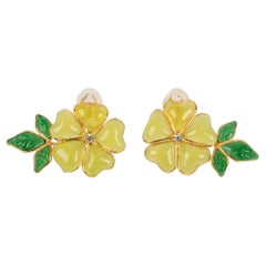 Augustine Yellow Glass Paste and Rhinestone Clip Earrings