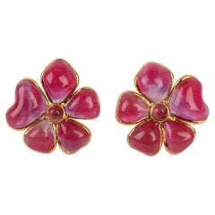 Augustine Gold Plated Metal and Pink Glass Paste Earrings