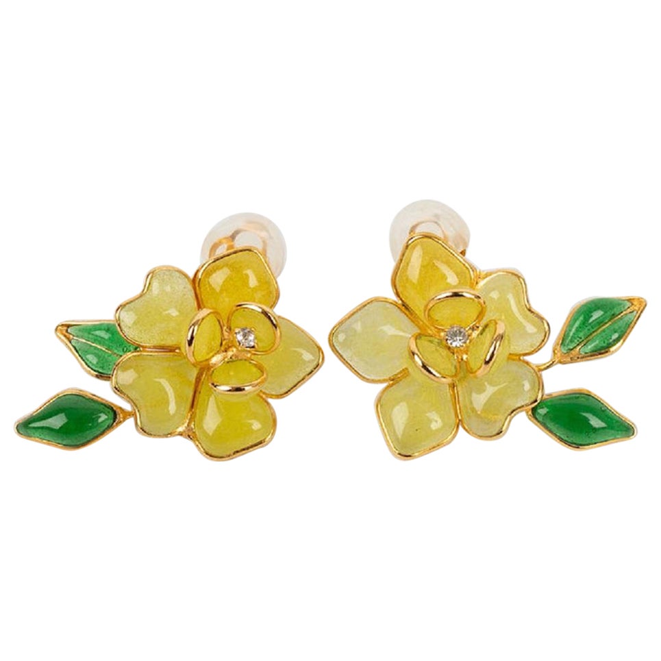 Augustine Yellow Glass Paste and Rhinestones Earrings For Sale