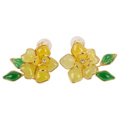 Augustine Yellow Glass Paste and Rhinestones Earrings