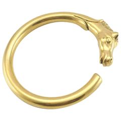 Hermes Gold-Plated Horse Head Bangle - 1980s
