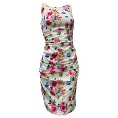 Dolce & Gabbana Floral Stretch Silk Sleeveless Sheath Cocktail Dress 